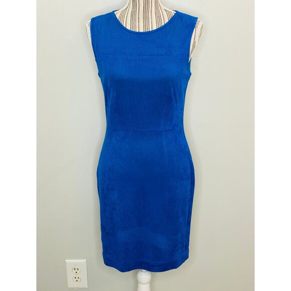 Anthropologie Greylin Blue Micro Suede Dress Women Size Small Perforated Texture - Picture 2 of 9